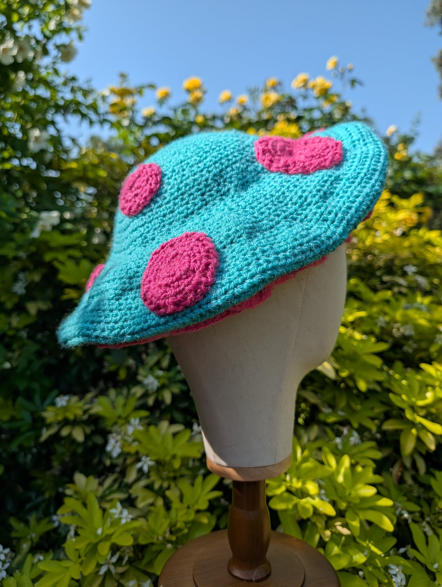 Bubblegum toadstool crochet hat