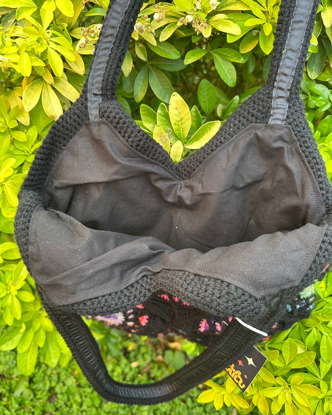 Stained glass crochet granny square tote