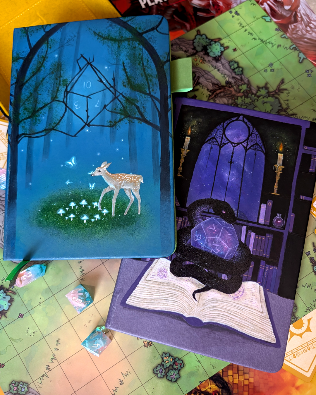 Bespoke handpainted TTRPG character journal A5 dotted pages