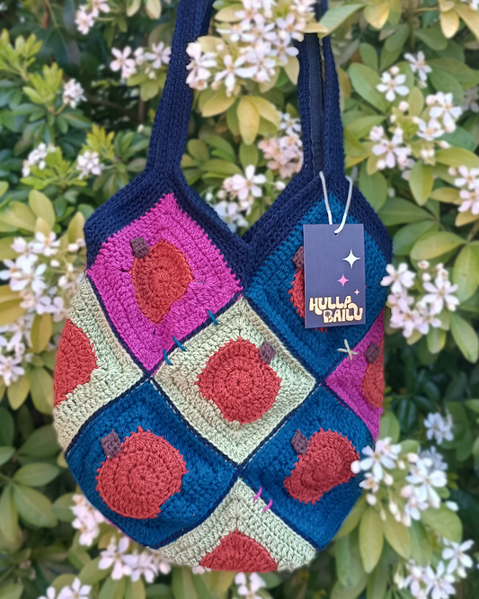 Pumpkin crochet granny square tote