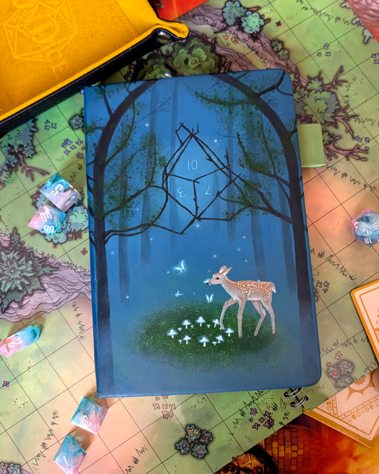 Bespoke handpainted TTRPG character journal A5 dotted pages