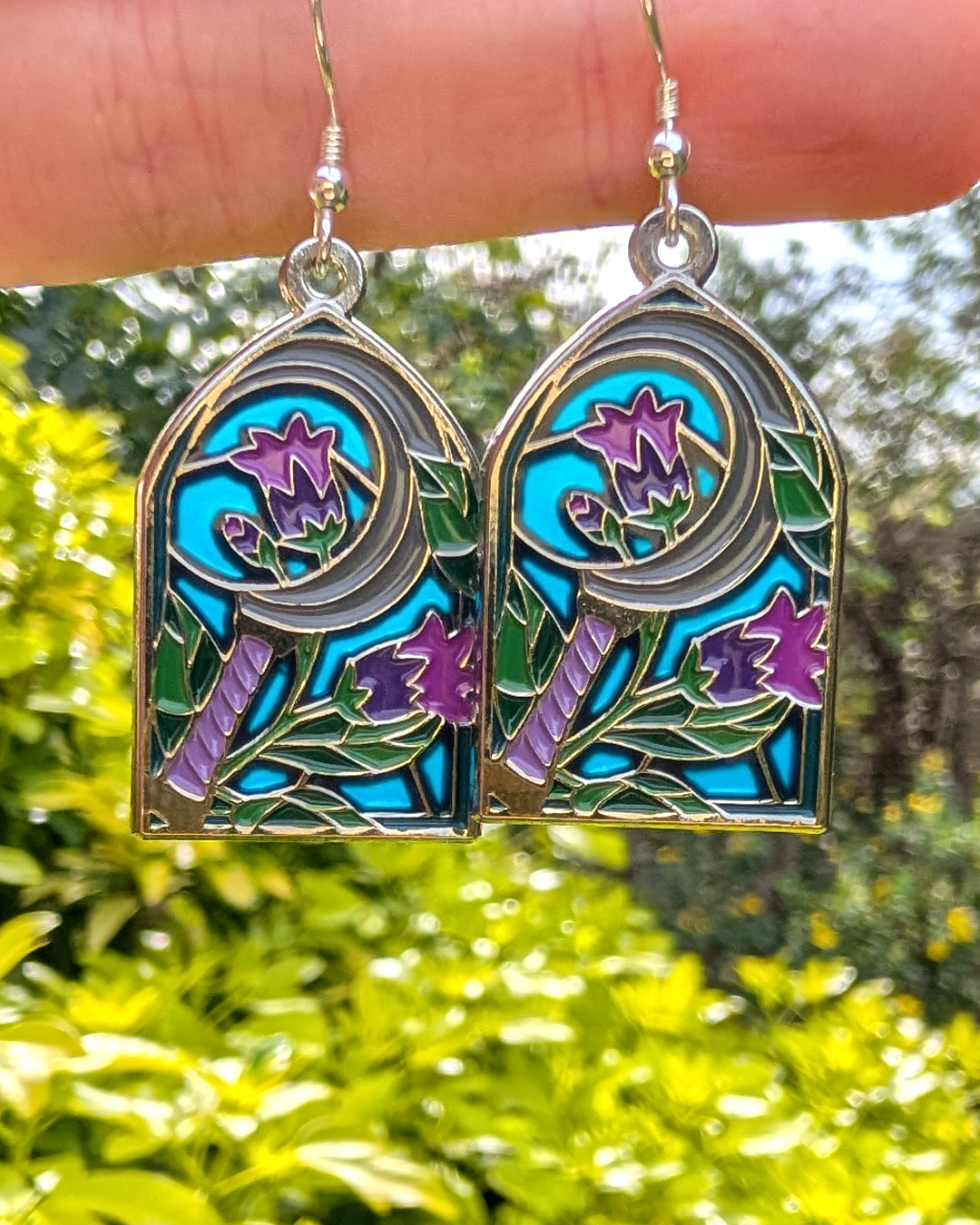 Sickle & Belladonna Stained Glass Drop Earrings