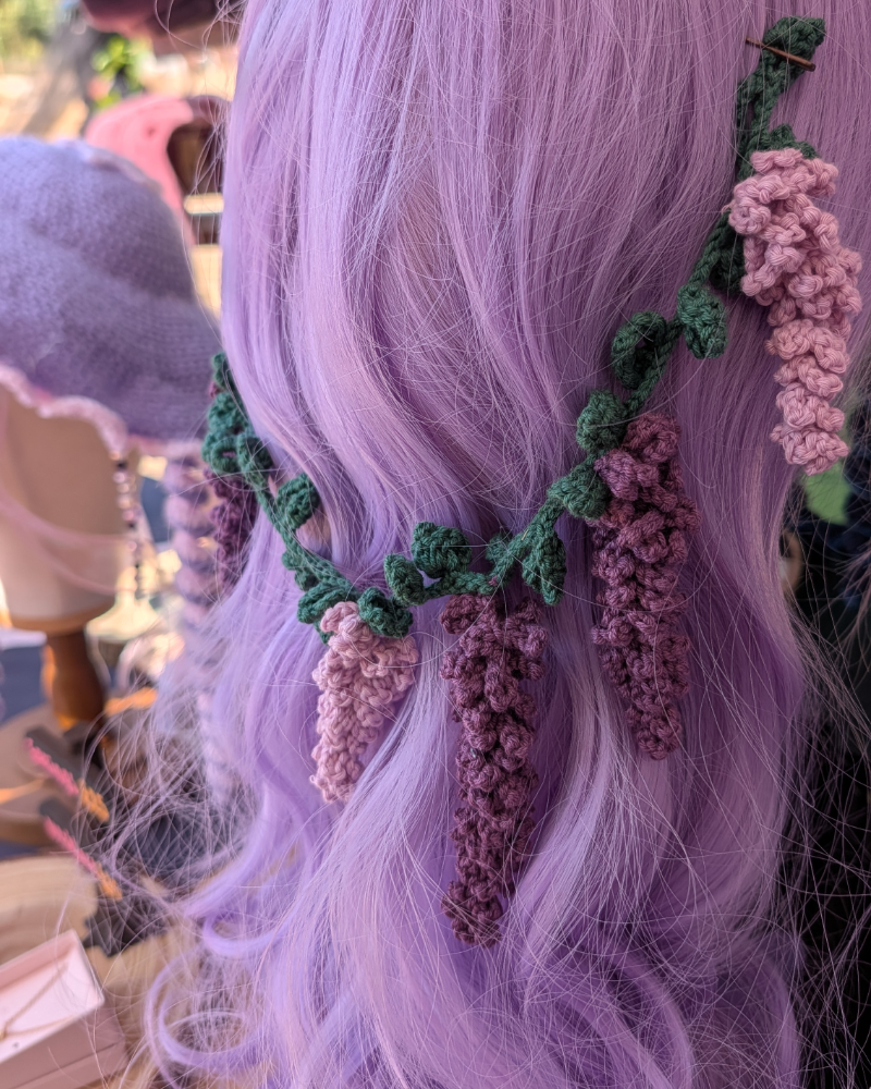Wisteria crochet hair charm