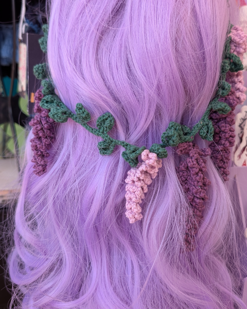Wisteria crochet hair charm