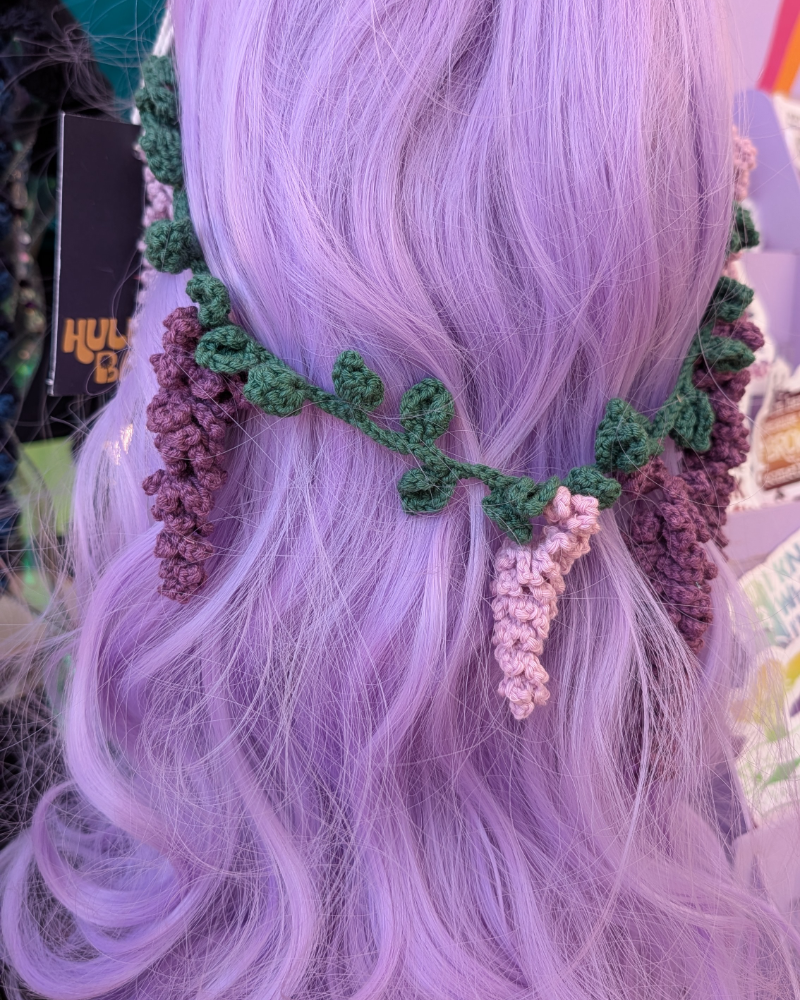Wisteria crochet hair charm