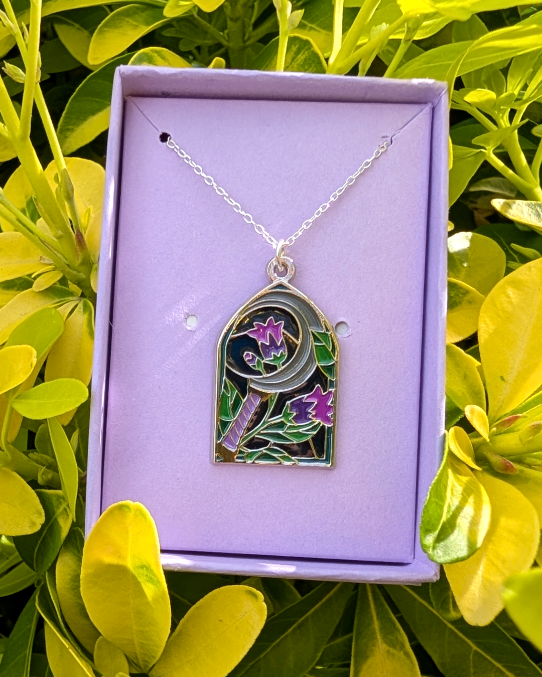 Sickle & Belladonna Stained Glass Necklace