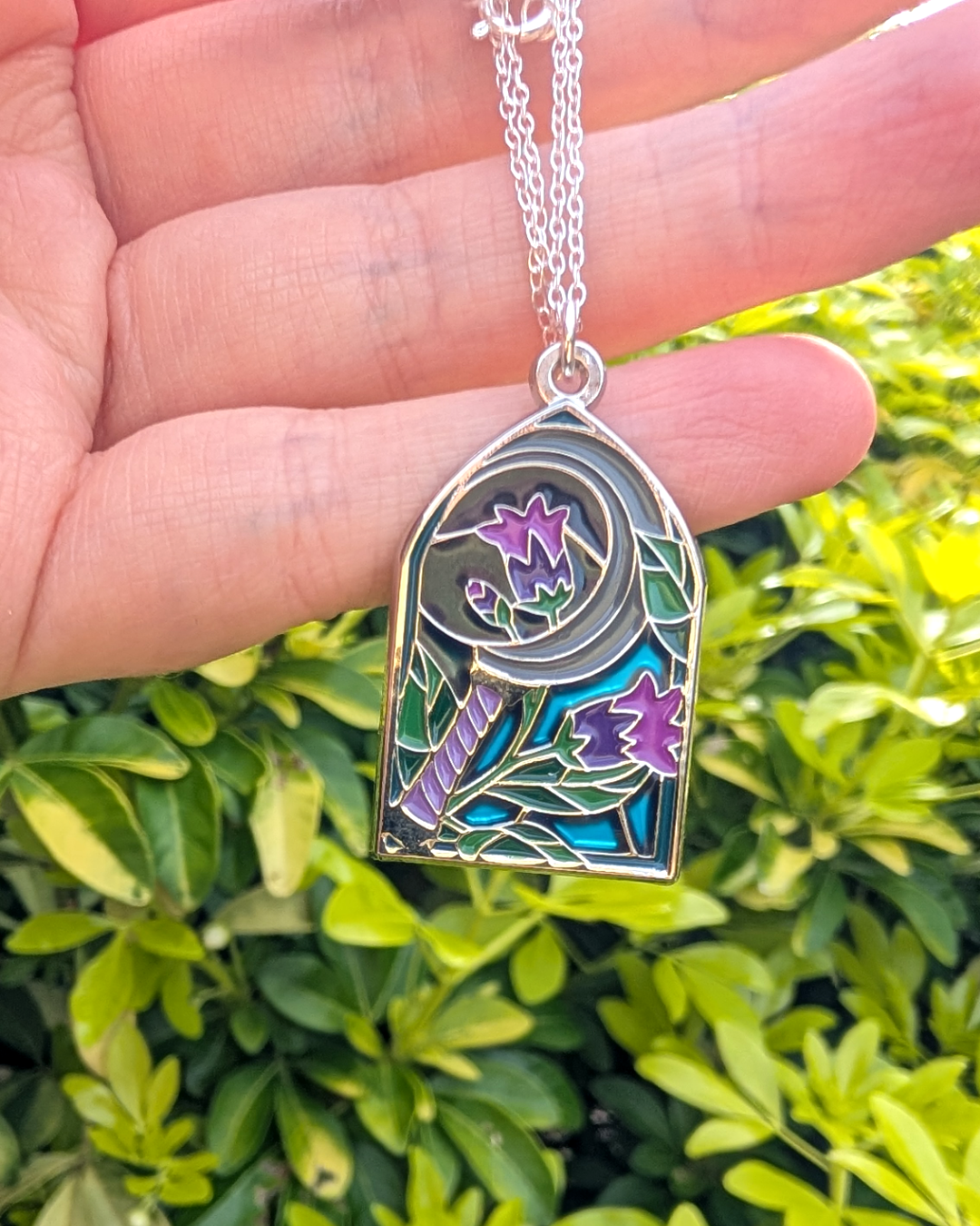 Sickle & Belladonna Stained Glass Necklace