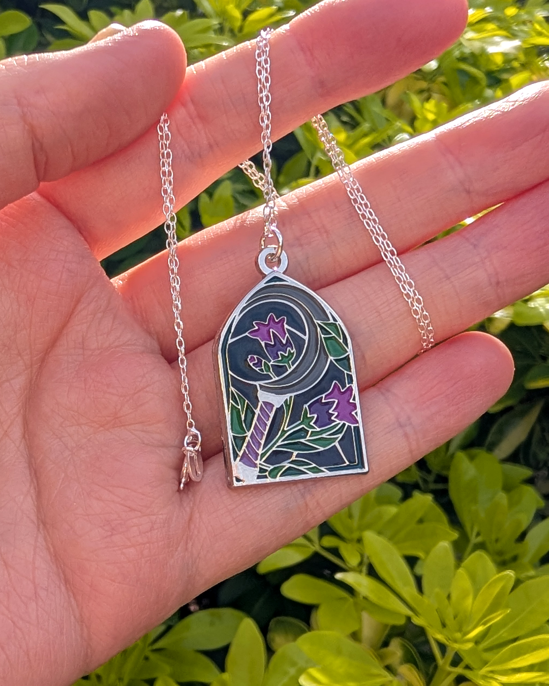 Sickle & Belladonna Stained Glass Necklace