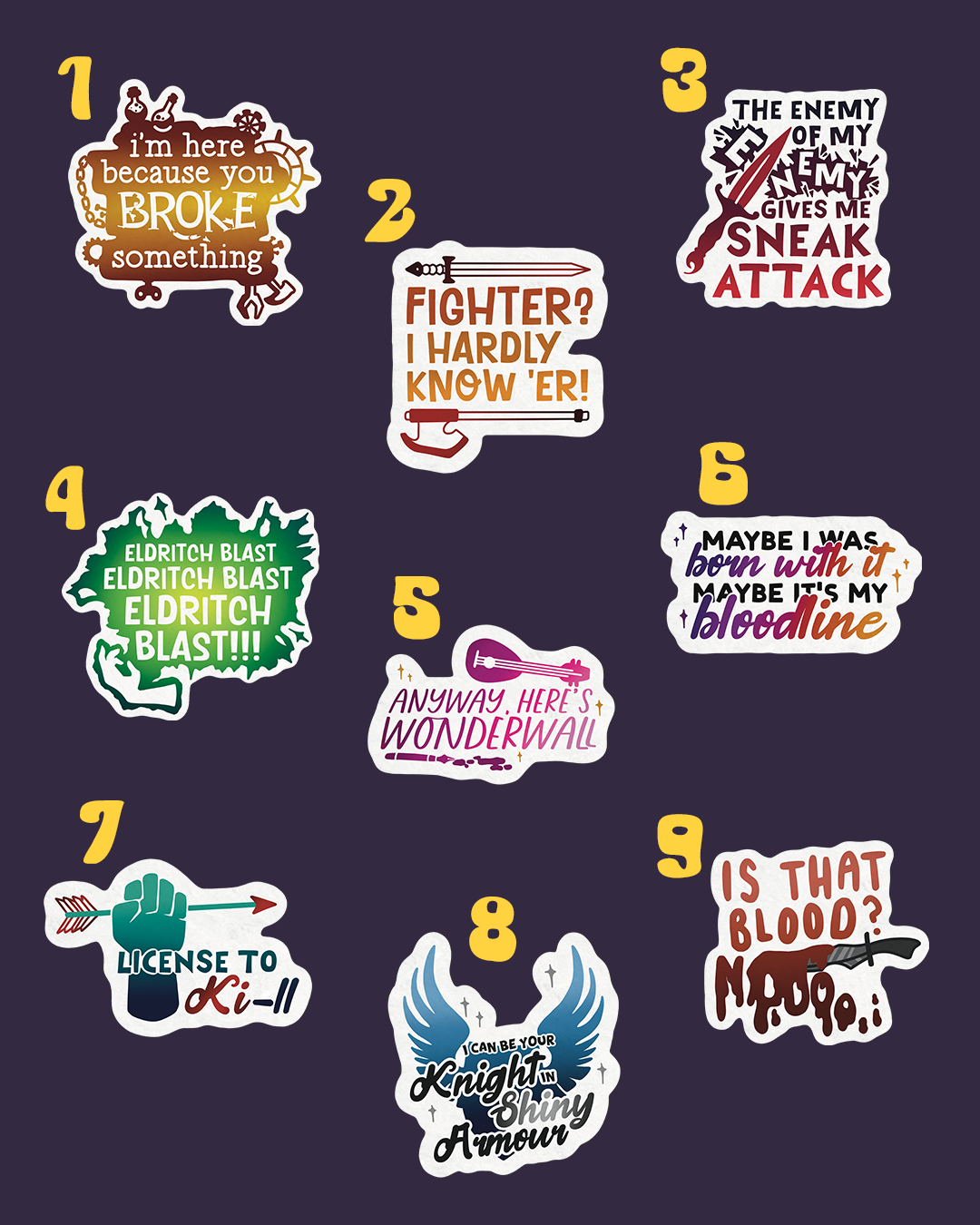 TTRPG, boardgame, pride stickers - 6 sticker deal