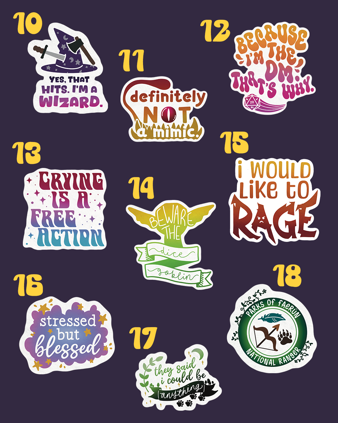 TTRPG, boardgame, pride stickers - 6 sticker deal