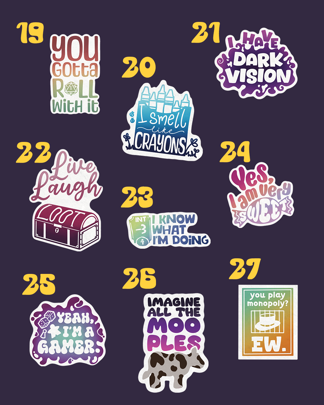 TTRPG, boardgame, pride stickers - 6 sticker deal