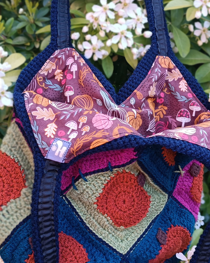 Pumpkin crochet granny square tote
