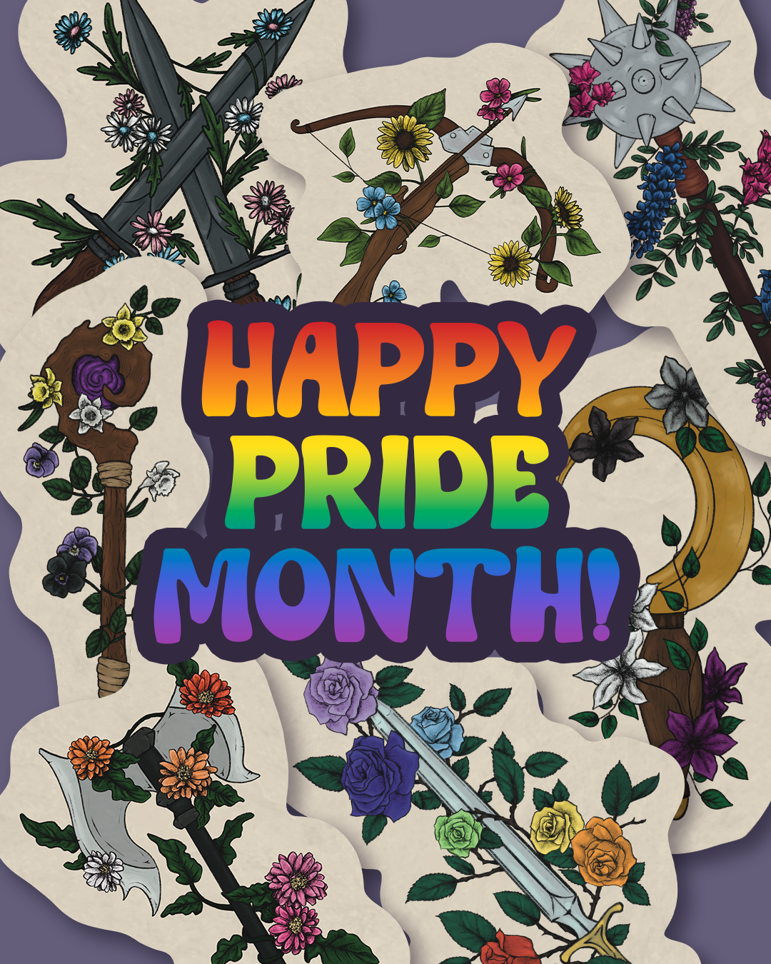 Subtle pride weapon stickers - individual